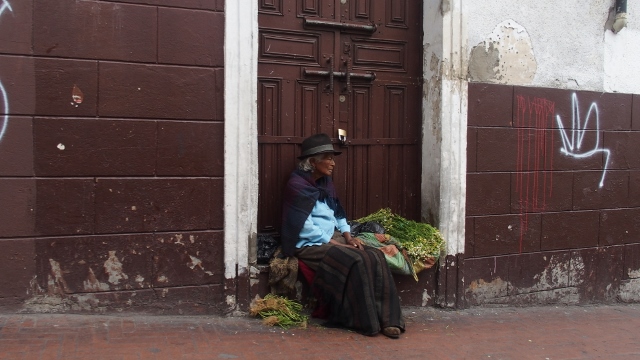 Strassenverkäuferin in Quito